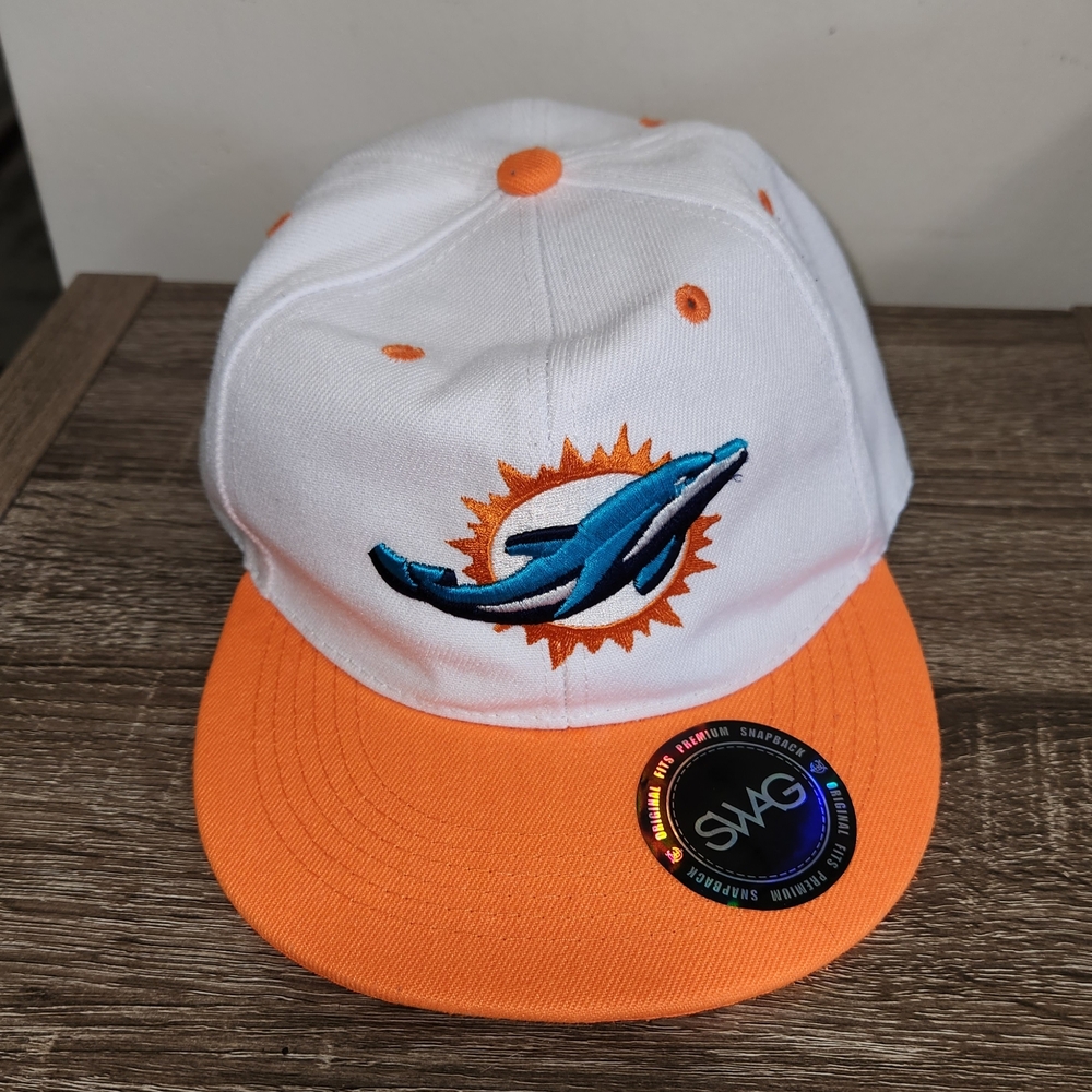 White and Orange Dolphins Logo Cap